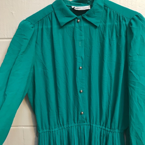🎂 VINTAGE Ann Hobbs for Connections Teal Dress L - Picture 8 of 8